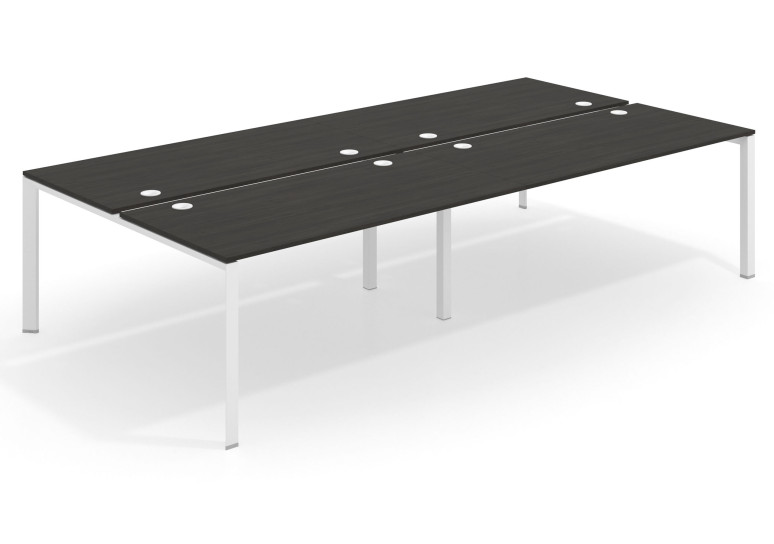 Mesa multipuesto doble Link bench 166 estructura blanca - Azabache, 240x166 cm, Sin divisor