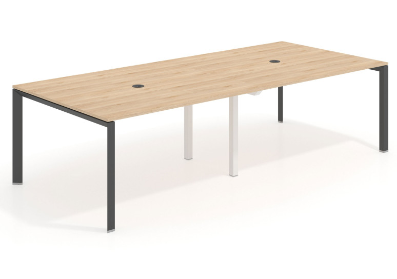 Mesa de reuniones Link 126 doble estructura negro - Pino danes, 240x126 cm