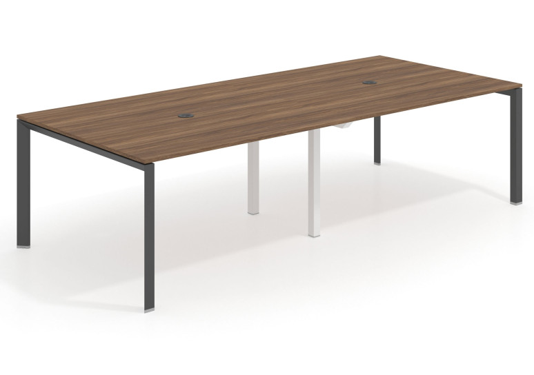 Mesa de reuniones Link 126 doble estructura negro - Nogal, 240x126 cm