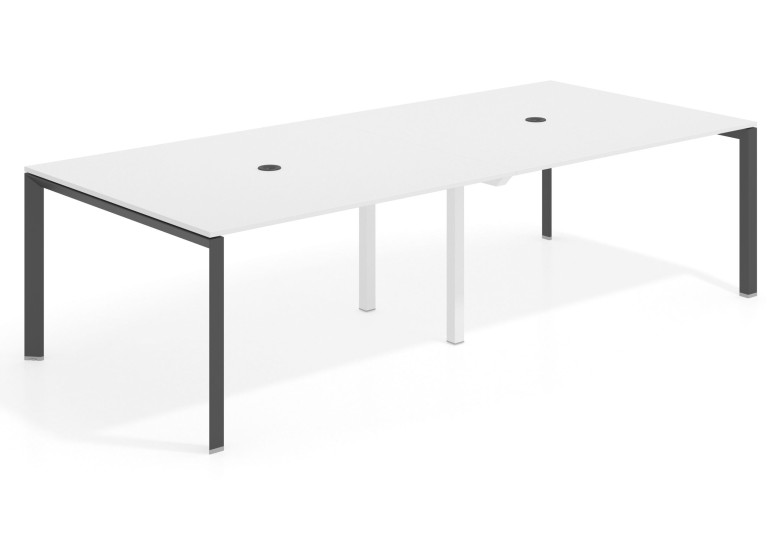 Mesa de reuniones Link 126 doble estructura negro - Blanco mate, 240x126 cm Second image