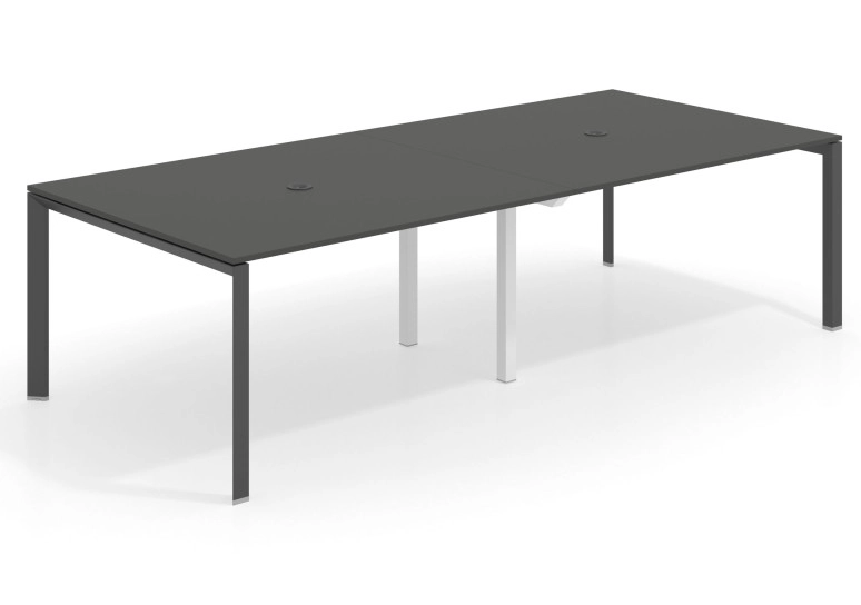 Combinacion Mesa de reuniones Link 126 doble estructura negro - Iron, 240x126 cm