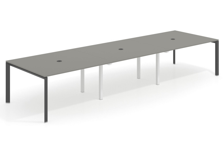 Mesa de reuniones Link 126 triple estructura negro - Gris tormenta, 360x126 cm