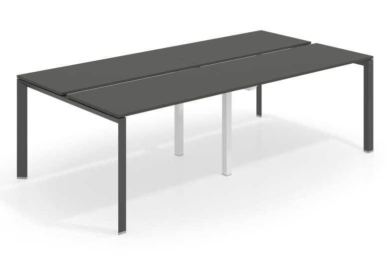 Mesa multipuesto doble Link bench 126 estructura negro - Pizarra, 200x126 cm, Sin divisor