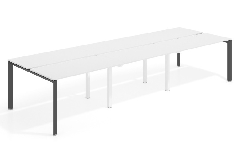 Combinacion Mesa multipuesto triple Link bench 126 estructura negro - Pizarra, 300x126 cm, Sin divisor