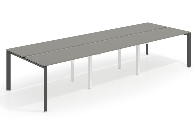 Combinacion Mesa multipuesto triple Link bench 126 estructura negro - Pizarra, 300x126 cm, Sin divisor