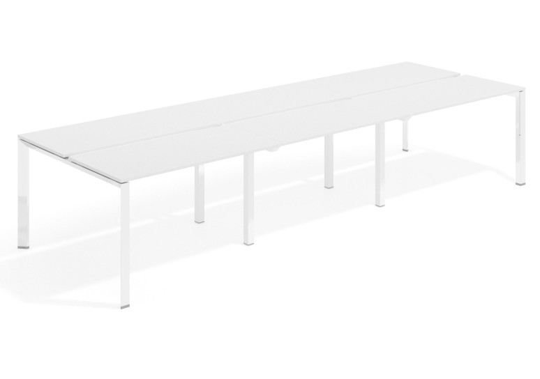 Combinacion Mesa multipuesto triple Link bench 126 estructura cromo - Pizarra, 300x126 cm, Sin divisor