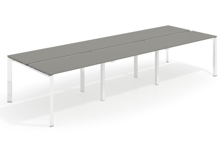 Combinacion Mesa multipuesto triple Link bench 126 estructura cromo - Pizarra, 300x126 cm, Sin divisor