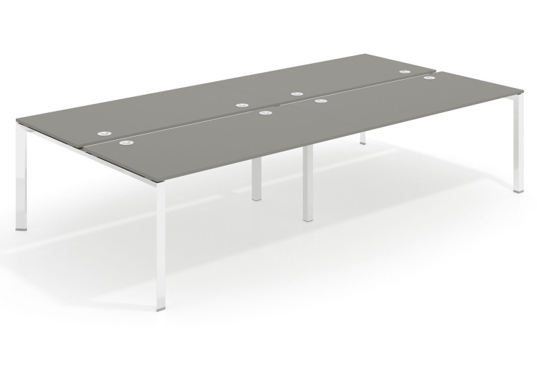 Combinacion Mesa multipuesto doble Link bench 166 estructura cromo - Pizarra, 240x166 cm, Sin divisor