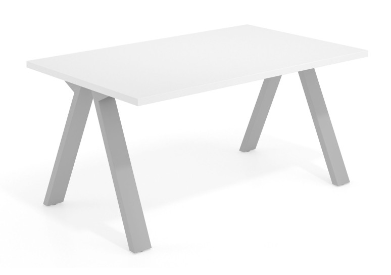 Mesa de escritorio Uve estructura estructura aluminio - Blanco mate, 160x100 cm