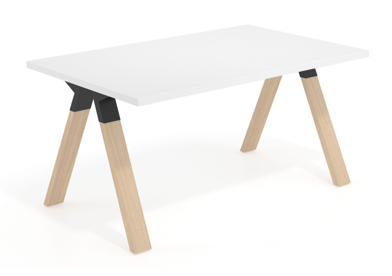 Combinacion Mesa de escritorio Uve estructura madera - Pino danes, 160x100 cm