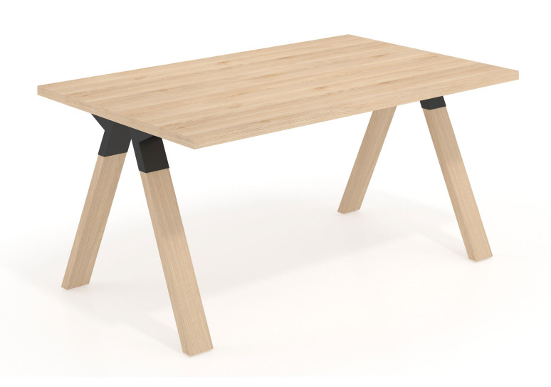 Mesa de escritorio Uve estructura madera - Pino danes, 160x100 cm