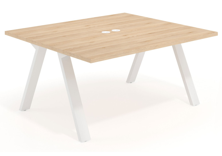 Combinacion Mesa multipuesto Uve fondo 140 estructura blanca - Blanco mate, 160x140 cm