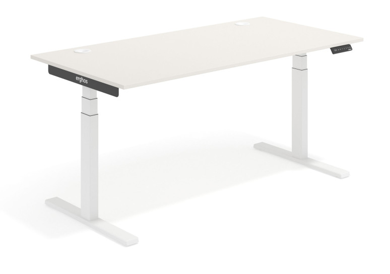 Combinacion Erghos smart pro mesa elevable electrica estructura blanca - 140x80 cm, Blanco mate