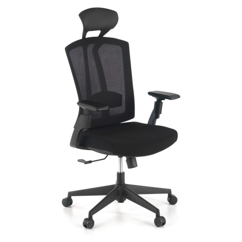 Silla de oficina Baron, reposacabezas, brazos 3D, red - NEGRO