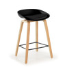 Taburete de oficina Uma, patas de madera - NEGRO