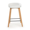 taburete de oficina blanco uma patas de madera piel sintetica 3