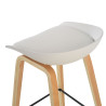 taburete de oficina blanco uma patas de madera piel sintetica 4