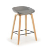 Taburete de oficina Uma, patas de madera - Gris