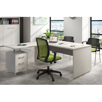 Work Uno - Mesa de oficina en L work uno con buc 3 cajones - Imagen 2