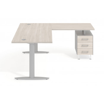Work Due - Mesa de escritorio en L work due con cajonera 3 cajones estructura aluminio - Imagen 2