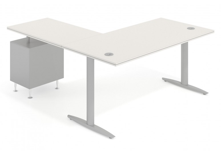Mesa de escritorio en L work due con cajonera cajon/archivo estructura aluminio