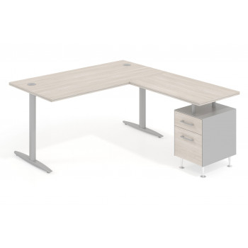 Work Due - Mesa de escritorio en L work due con cajonera cajon/archivo estructura aluminio - Imagen 1