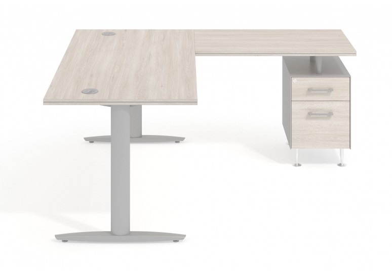 Mesa de escritorio en L work due con cajonera cajon/archivo estructura aluminio