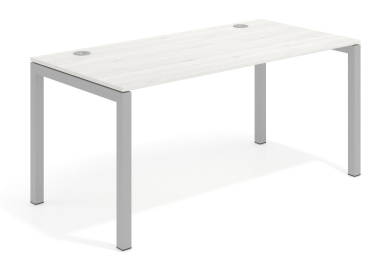 Mesa de escritorio Kubika fondo 80 estructura aluminio - Blanco nordic, 120x80 cm, Sin faldón