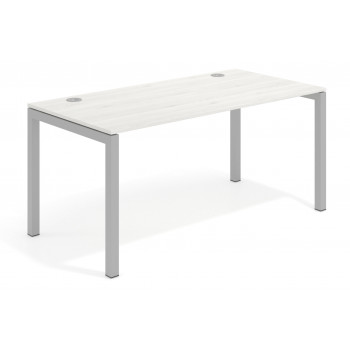 Mesa de escritorio Kubika fondo 80 estructura aluminio - Blanco nordic, 120x80 cm, Sin faldón