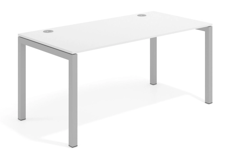 Combinacion Mesa de escritorio Kubika fondo 80 estructura aluminio - Blanco nordic, 120x80 cm, Sin faldón