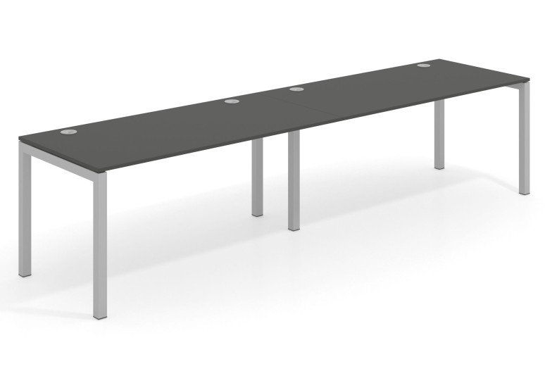 Mesa de oficina progresiva doble Kubika estructura aluminio - Pizarra, 240x80 cm, Sin faldón