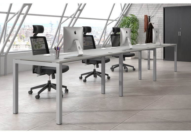 Mesa de oficina progresiva triple Kubika estructura aluminio