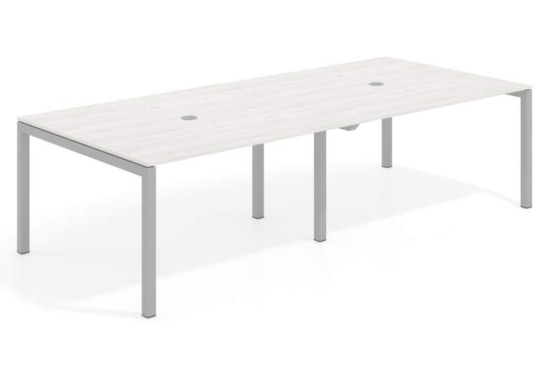 Mesa de reunion Kubika 126 doble estructura aluminio - Blanco nordic, 240x126 cm