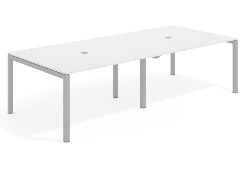 Combinacion Mesa de reunion Kubika 126 doble estructura aluminio - Iron, 240x126 cm