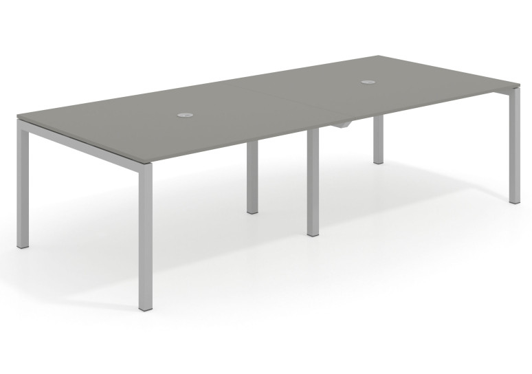 Mesa de reunion Kubika 126 doble estructura aluminio - Gris tormenta, 240x126 cm