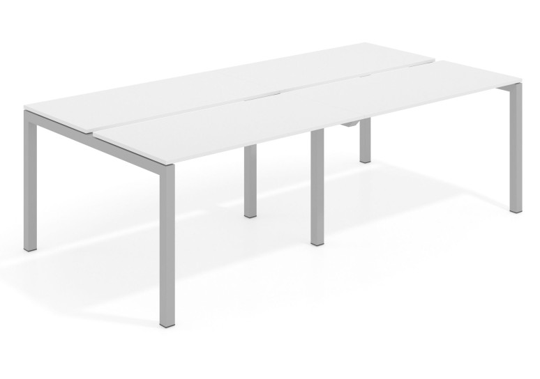 Combinacion Mesa multipuesto bench doble Kubika 126  estructura aluminio - Gris tormenta, 200x126 cm, Sin divisor