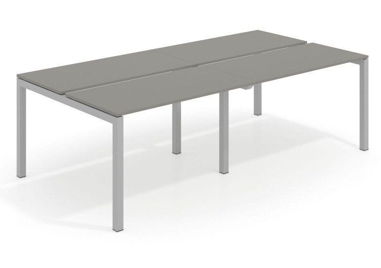 Mesa multipuesto bench doble Kubika 126  estructura aluminio - Gris tormenta, 200x126 cm, Sin divisor