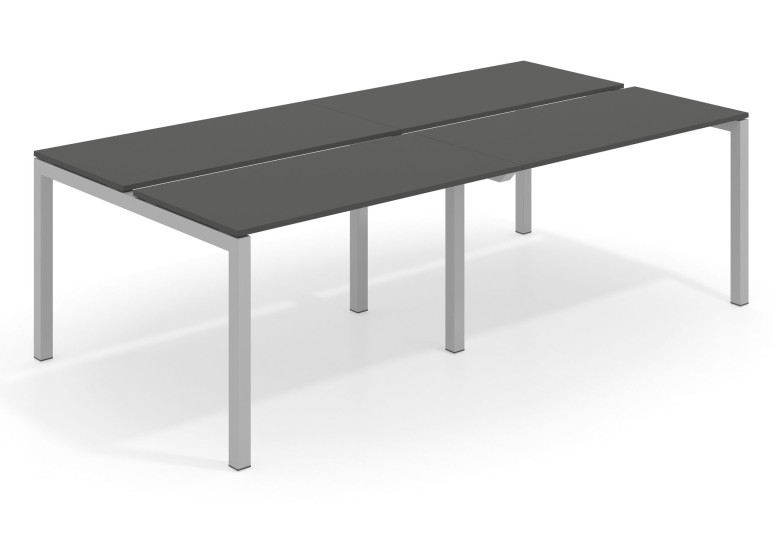 Mesa multipuesto bench doble Kubika 126  estructura aluminio - Pizarra, 200x126 cm, Sin divisor