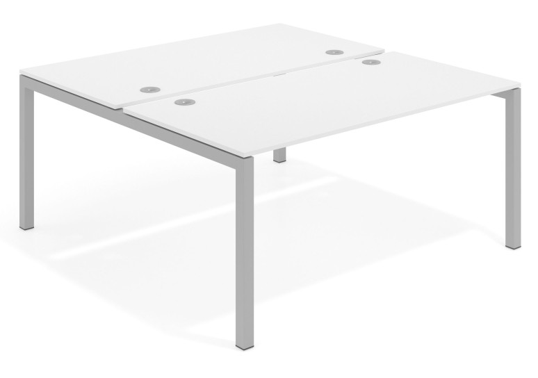 Mesa multipuesto bench Kubika 166 estructura aluminio - Blanco mate, 120x166 cm, Sin divisor