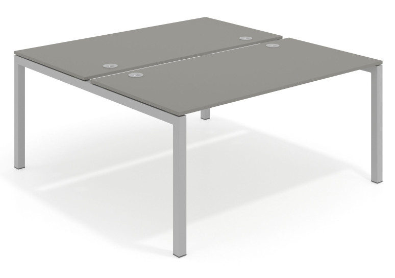 Combinacion Mesa multipuesto bench Kubika 166 estructura aluminio - Blanco mate, 120x166 cm, Sin divisor