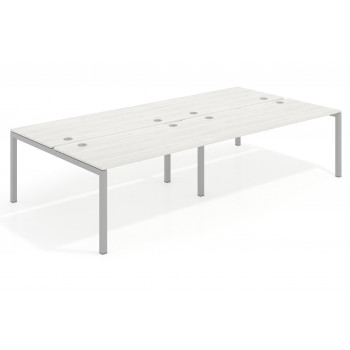 Mesa multipuesto bench doble Kubika 166 estructura aluminio - Blanco nordic, 240x166 cm, Sin divisor