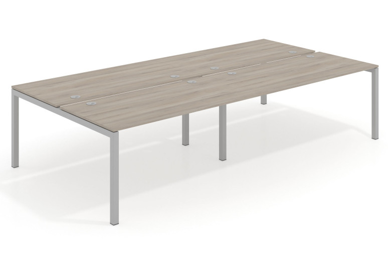 Mesa multipuesto bench doble Kubika 166 estructura aluminio - Iron, 240x166 cm, Sin divisor