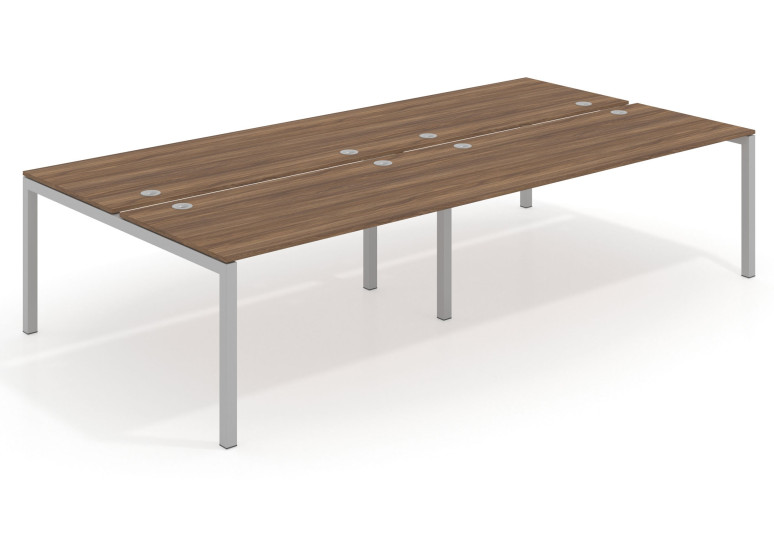 Mesa multipuesto bench doble Kubika 166 estructura aluminio - Nogal, 240x166 cm, Sin divisor