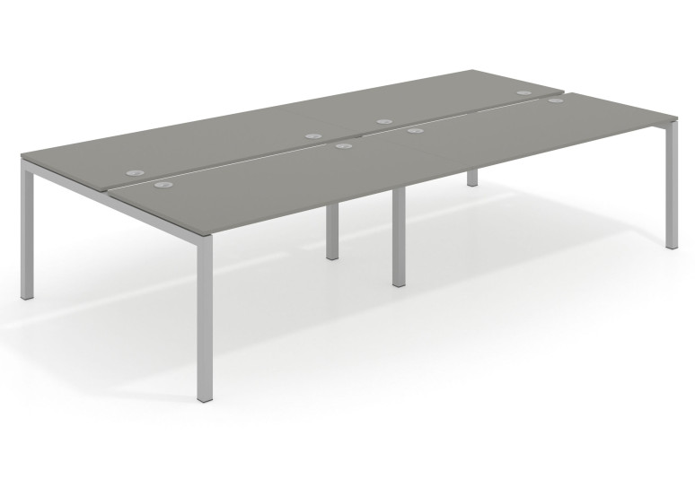 Combinacion Mesa multipuesto bench doble Kubika 166 estructura aluminio - Azabache, 240x166 cm, Sin divisor