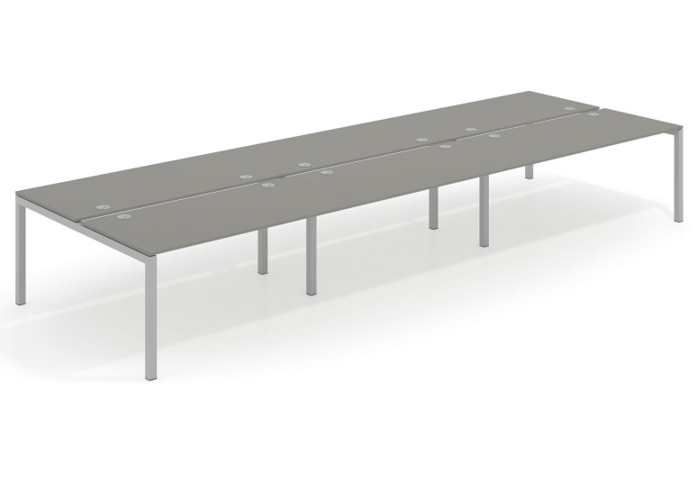 Combinacion Mesa multipuesto bench triple Kubika 166 estructura aluminio - Pizarra, 360x166 cm, Sin divisor