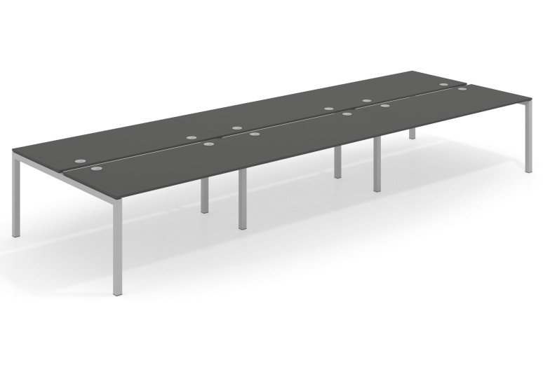 Mesa multipuesto bench triple Kubika 166 estructura aluminio - Pizarra, 360x166 cm, Sin divisor