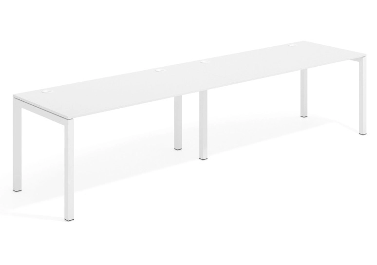 Combinacion Mesa de oficina progresiva doble Kubika estructura blanca - Pizarra, 240x80 cm, Sin faldón