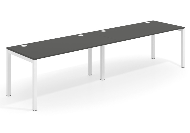 Mesa de oficina progresiva doble Kubika estructura blanca - Pizarra, 240x80 cm, Sin faldón