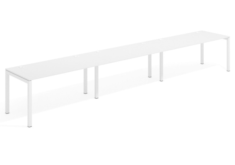 Combinacion Mesa de oficina progresiva triple Kubika estructura blanca - Pizarra, 360x80 cm, Sin faldón