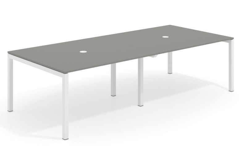 Mesa de reunion Kubika 126 doble estructura blanca - Gris tormenta, 240x126 cm